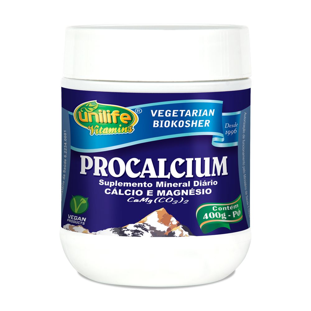 Procalcium Calcio e Magnesio em Pó (Dolomita) 400g Unilife