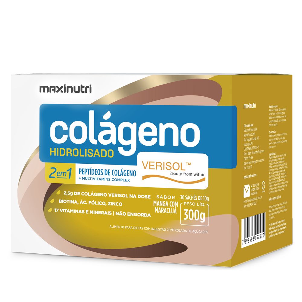 Colageno Verisol Hid Sache Manga com Maracuja (Com CoQ10 e Silício Orgânico) 30x5g Maxinutri