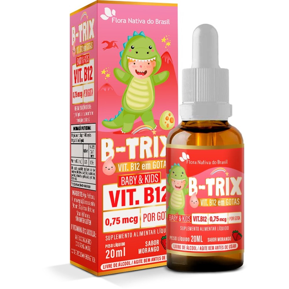 B-Trix Kids (Metilcobalamina B12 - 4,5mcg/gota) 20ml Sabor Morango Flora Nativa