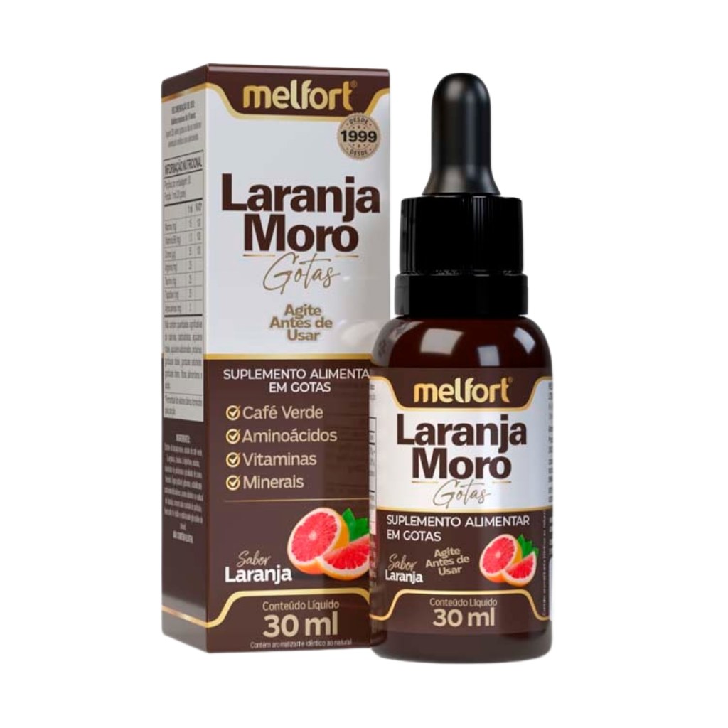 Laranja Moro (Com Café Verde, Arginina, Taurina e vitaminas) em Gotas 30ml Melfort