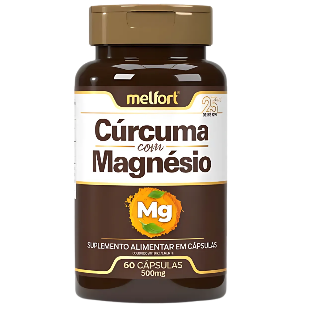 Curcuma com Magnesio Bisglicinato 500mg 60 cápsulas Melfort