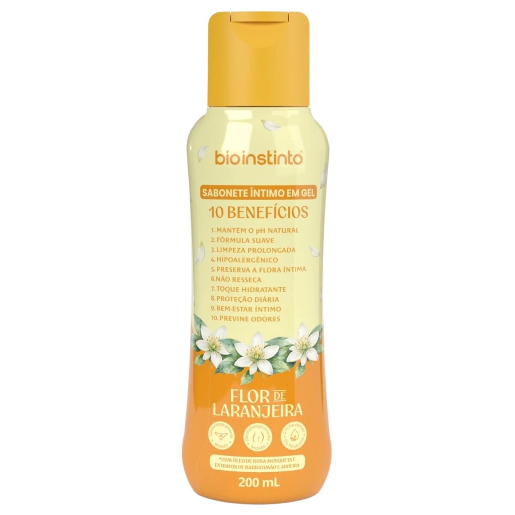Sabonete Intimo Liquido Flor de Laranjeira 200ml (Com Aroeira e Barbatimao) Bio Instinto