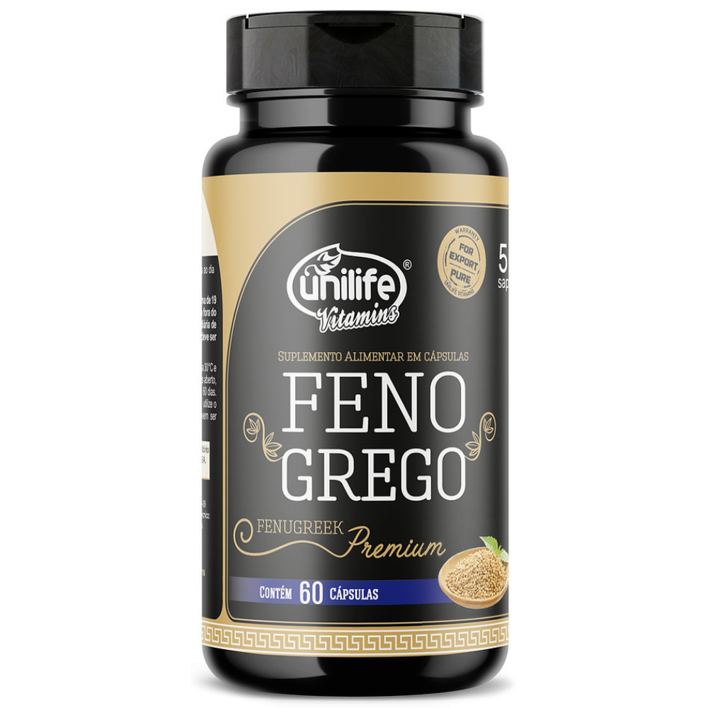 Feno Grego Premium - 50% Saponinas - 410mg 60 cápsulas Unilife