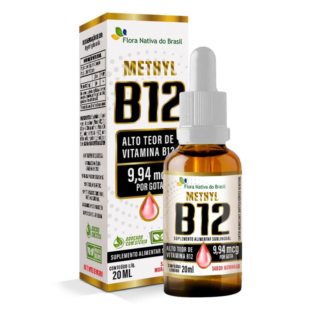 Vitamina B12 - Methyl (Metilcobalamina) Morango 20ml Flora Nativa