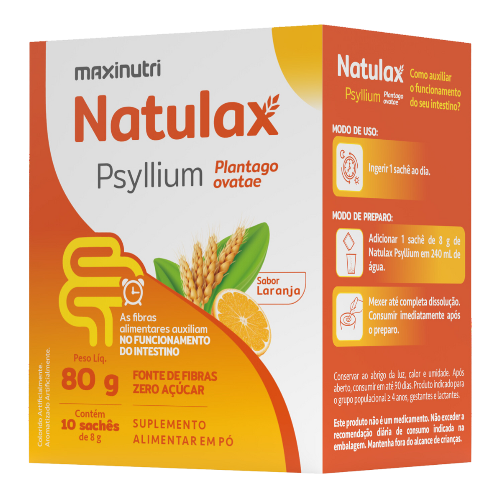 Natulax - Psyllium Sache 10x8g Sabor Laranja Maxinutri