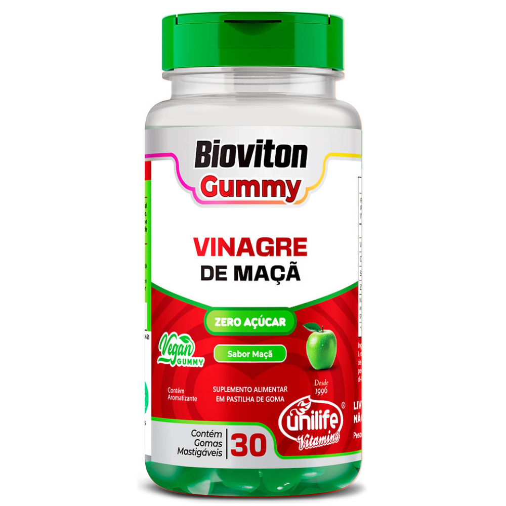Vinagre de Maça BioViton 2500mg 30 gomas Sabor Maça Unilife