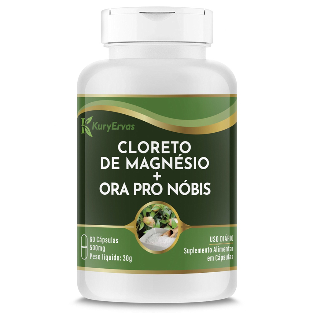 Magnesio com Ora Pro Nobis 500mg 60 cápsulas Kury Ervas