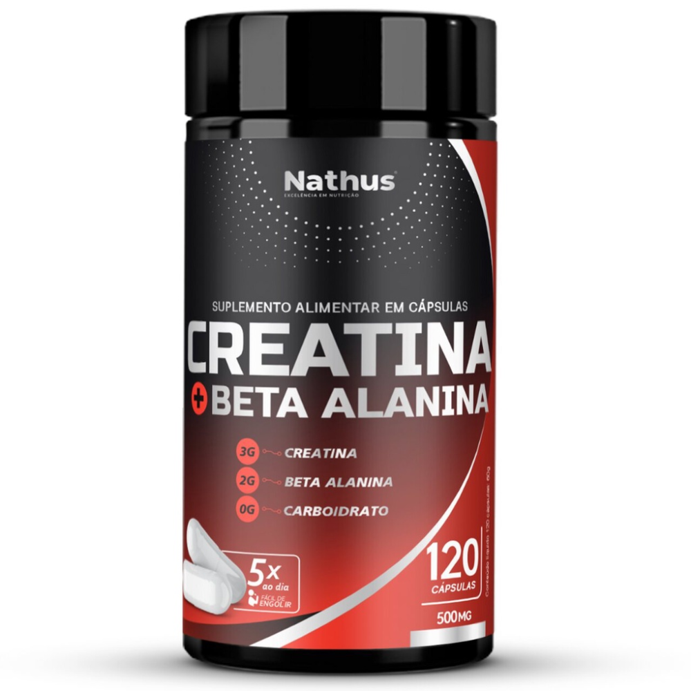 Creatina com Beta Alanina 500mg 120 cápsulas Nathus