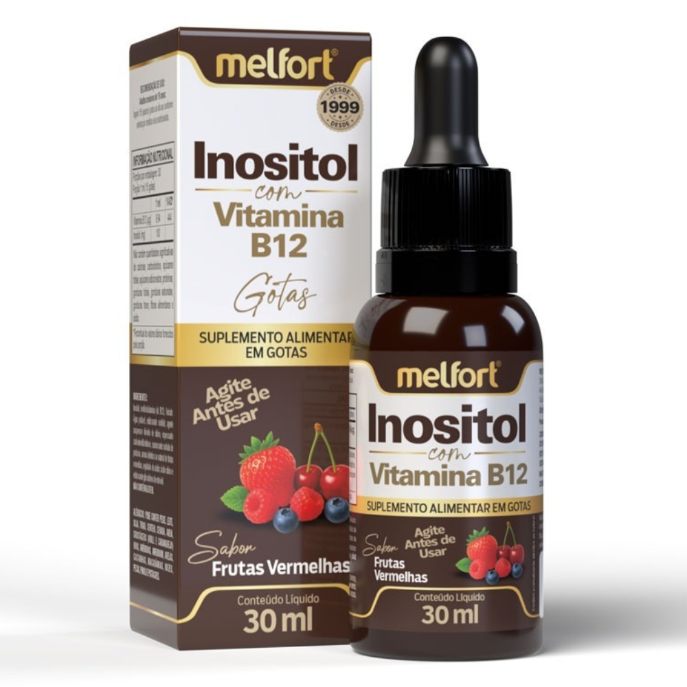Inositol com Vitamina B12 - Metilcobalamina - sabor Frutas Vermelhas 30ml Melfort