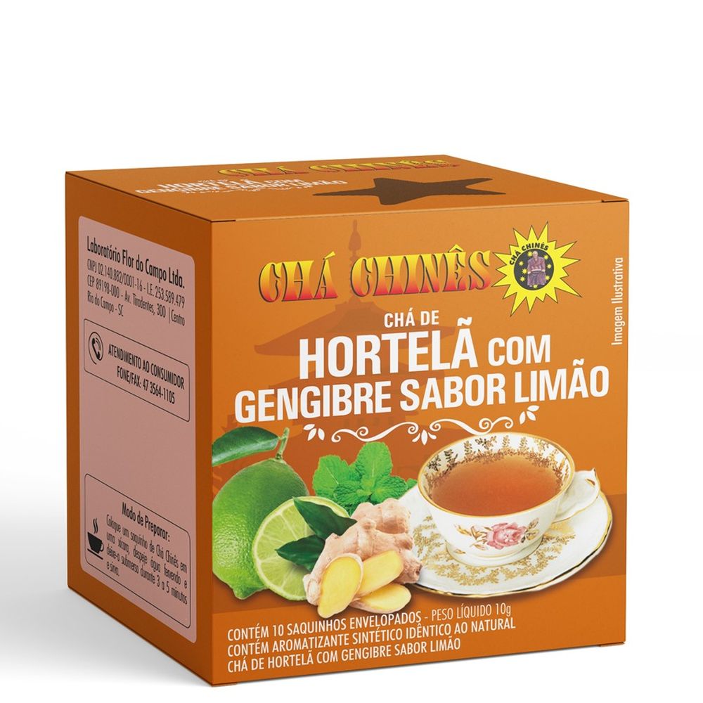 Cha Hortela com Gengibre e Limao 10g Cha Chines