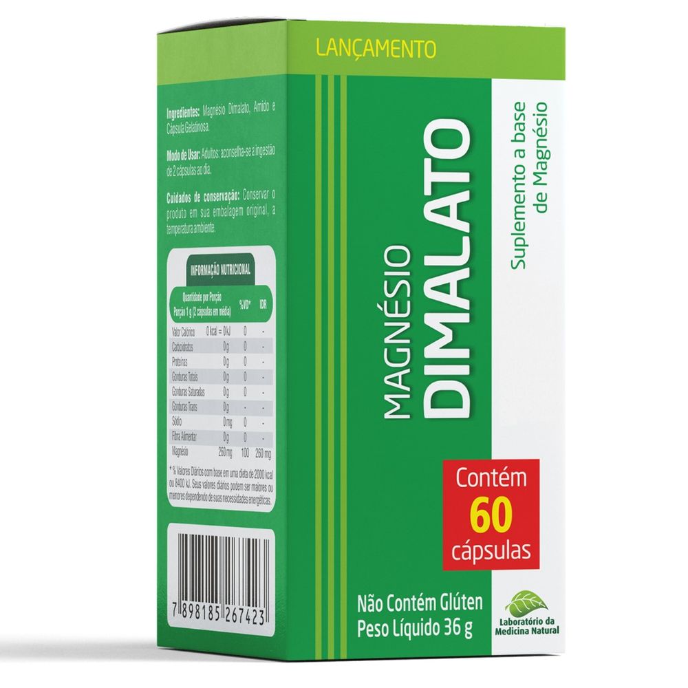 Magnesio Dimalato (130mg/cápsula) 500mg 60 cápsulas Medinal