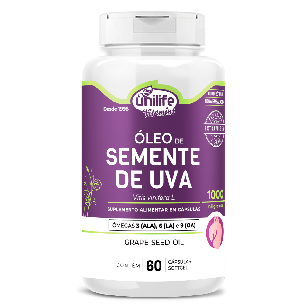 Oleo de Semente de Uva 1200mg 60 cápsulas Unilife
