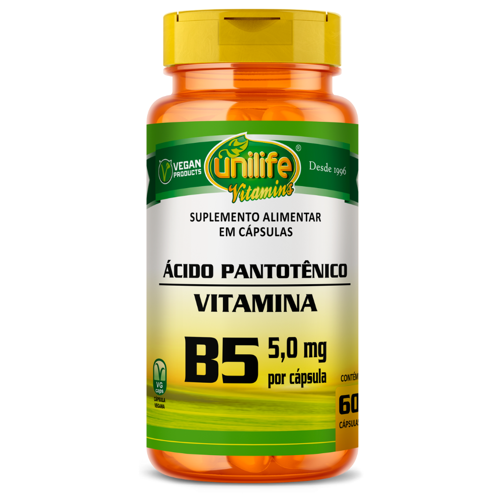 Vitamina B5 - Acido Pantotenico - 500mg 60 cápsulas Unilife